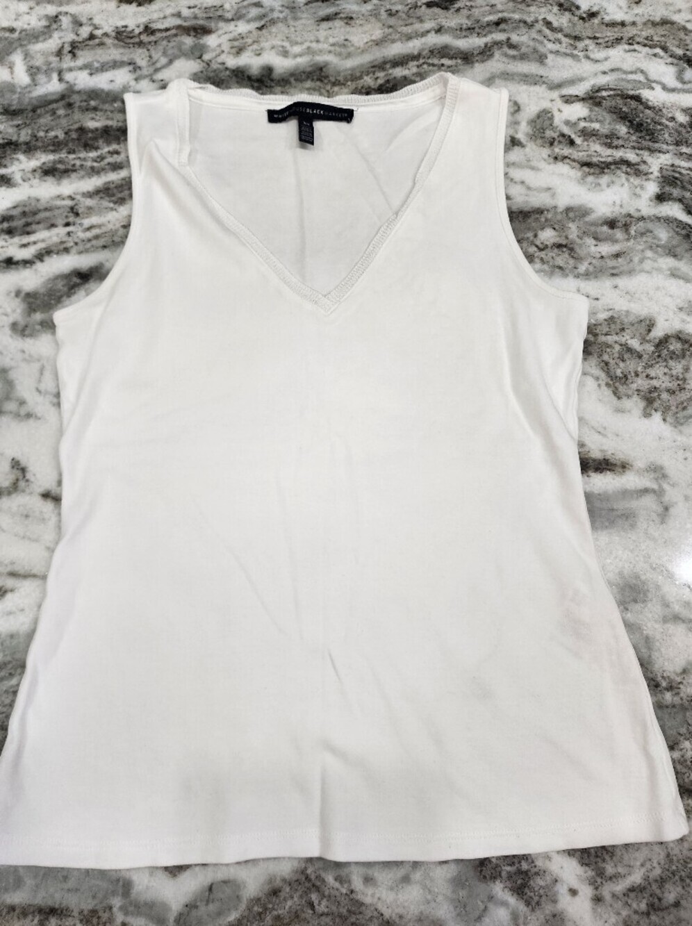 White House Black Market White V-Neck Sleeveless Tank Top